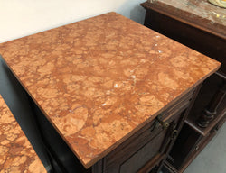 Pair Of French Marble Top Oak Bedside Cabinets | Antique & Vintage | Moonee Ponds Antiques | Australia Wide Delivery