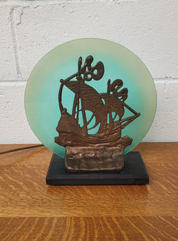 Art Deco Bronze Glass Ships Lamp | Antique & Vintage | Moonee Ponds Antiques | Australia Wide Delivery