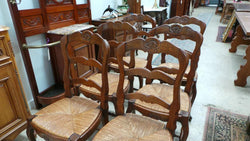 Set of Six French Oak Rush Seat Dining Chairs | Antique & Vintage | Moonee Ponds Antiques | Australia Wide Delivery