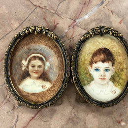 A pair of hand painted & signed miniatures in frames. They both still contain original stickers on back of frames "Danish Design" and are in amazing original condition.