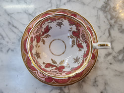 Early Victorian Cup and Saucer Patterned In Pink & Gold Tone | Antique & Vintage | Moonee Ponds Antiques | Australia Wide Delivery