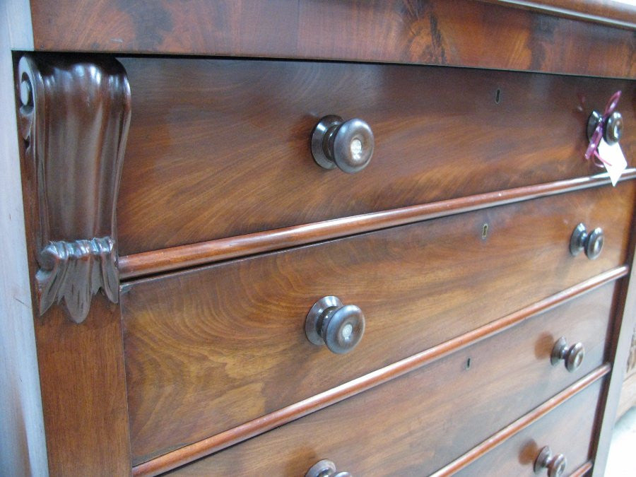 Victorian Flame Mahogany Chest of Drawers | Antique & Vintage | Moonee Ponds Antiques | Australia Wide Delivery