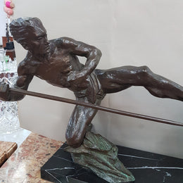 French Art Deco P. Berjean "chasse a la Lionne" Bronze