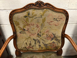 Pair of French Walnut Tapestry Covered Arm Chairs | Antique & Vintage | Moonee Ponds Antiques | Australia Wide Delivery