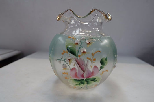 Satin Finished And Enamel Glass Vase