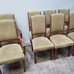 Set Of Six Upholstered Dining Chairs And Two Matching Carvers