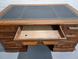 American Oak Full Partners Leather Top Desk | Antique & Vintage | Moonee Ponds Antiques | Australia Wide Delivery