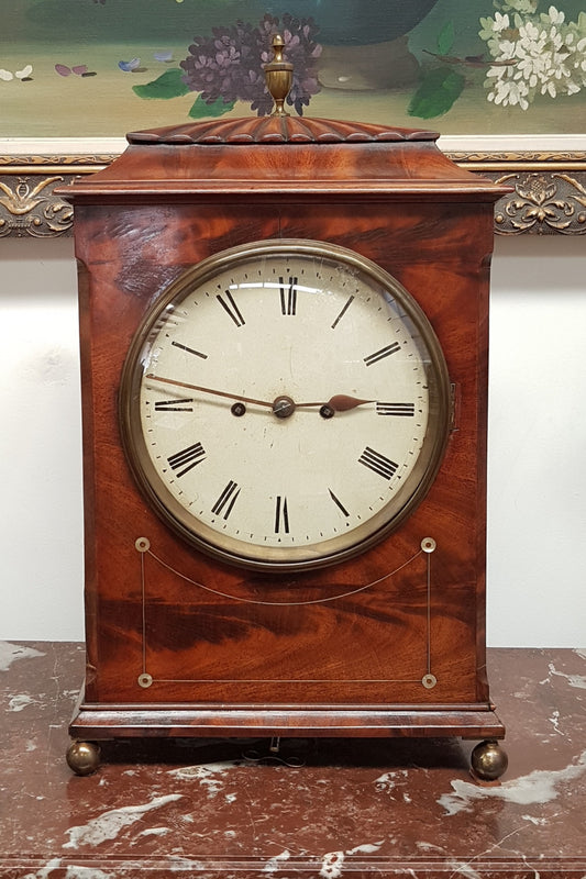 Georgian Flame Mahogany Bracket Clock
