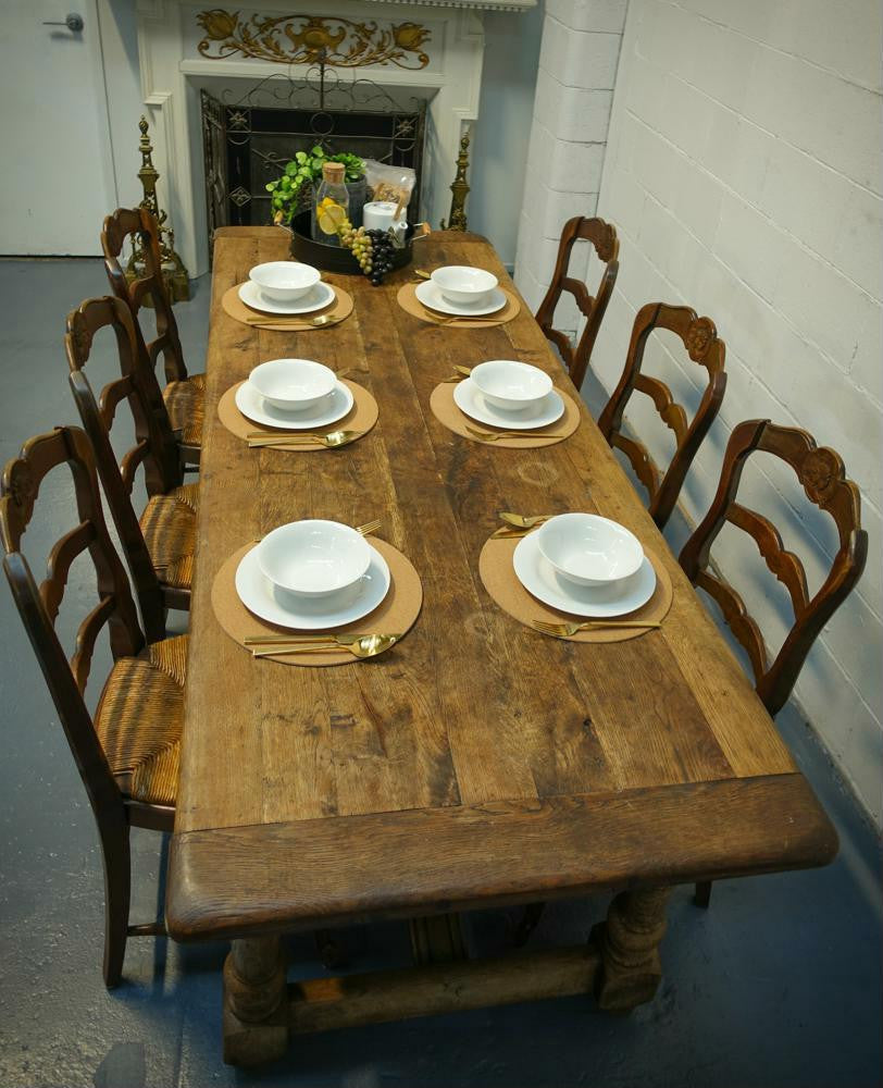 French 19th Century Turned Leg Oak Farmhouse Table | Antique & Vintage | Moonee Ponds Antiques | Australia Wide Delivery