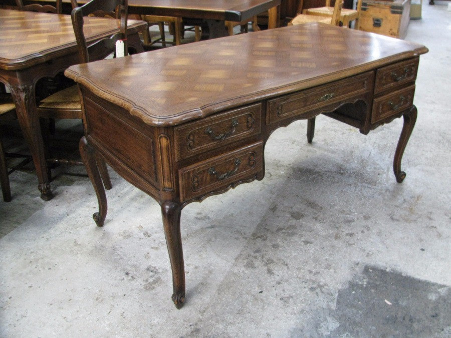 French Oak Parquetry Top Desk | Antique & Vintage | Moonee Ponds Antiques | Australia Wide Delivery