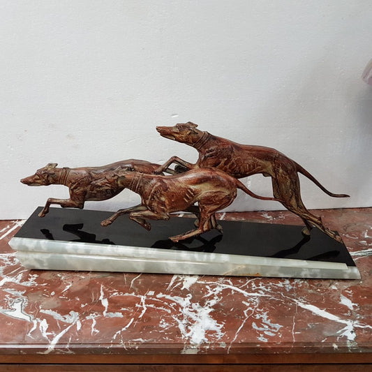 Art Deco French Hounds Sculpture