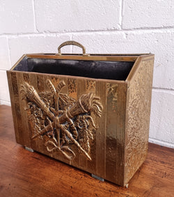 Vintage Brass Repousse Hammered Magazine Holder Rack | Antique & Vintage | Moonee Ponds Antiques | Australia Wide Delivery