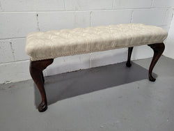Vintage Neutral Upholstered Buttoned Stool | Antique & Vintage | Moonee Ponds Antiques | Australia Wide Delivery