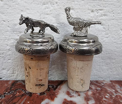 “Past Times” Pair of Pheasant and Fox Cork Bottle Stoppers | Antique & Vintage | Moonee Ponds Antiques | Australia Wide Delivery