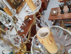 French Brass & Crystal Six Arm Chandelier | Antique & Vintage | Moonee Ponds Antiques | Australia Wide Delivery