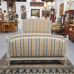French Louis 16th Style Double Bed & Rails with Original Crackle Paint | Antique & Vintage | Moonee Ponds Antiques | Australia Wide Delivery