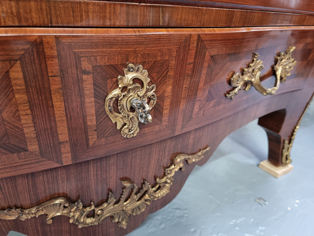Grand French Bombe Shape Rosewood & Walnut Marble Top Commode | Antique & Vintage | Moonee Ponds Antiques | Australia Wide Delivery
