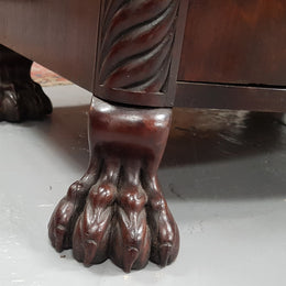 Antique Flame Mahogany Claw Foot Shoe Cupboard