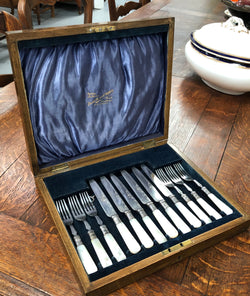 Mother Of Pearl & Silver Plate Fruit Set In Original Box | Antique & Vintage | Moonee Ponds Antiques | Australia Wide Delivery