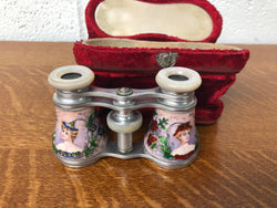 Fine Guilloche Enamel Victorian Opera Glasses With Fitted Case | Antique & Vintage | Moonee Ponds Antiques | Australia Wide Delivery
