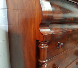 Victorian Flame Mahogany Tallboy With Barley Twist Supports | Antique & Vintage | Moonee Ponds Antiques | Australia Wide Delivery