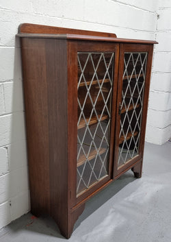 Leadlight Oak Bookcase - Display Cabinet | Antique & Vintage | Moonee Ponds Antiques | Australia Wide Delivery