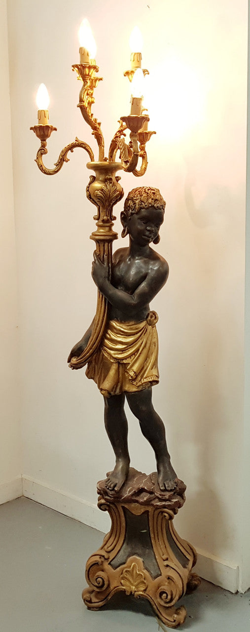 Wooden 19th Century Italian Blackamoor Floor Lamp