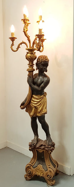 Wooden 19th Century Italian Blackamoor Floor Lamp | Antique & Vintage | Moonee Ponds Antiques | Australia Wide Delivery