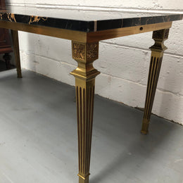 French Art Deco Coffee Table With A Portoro Marble Top