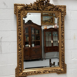Antique French 19th Century Gilt & Floral Wall/Mantle Mirror