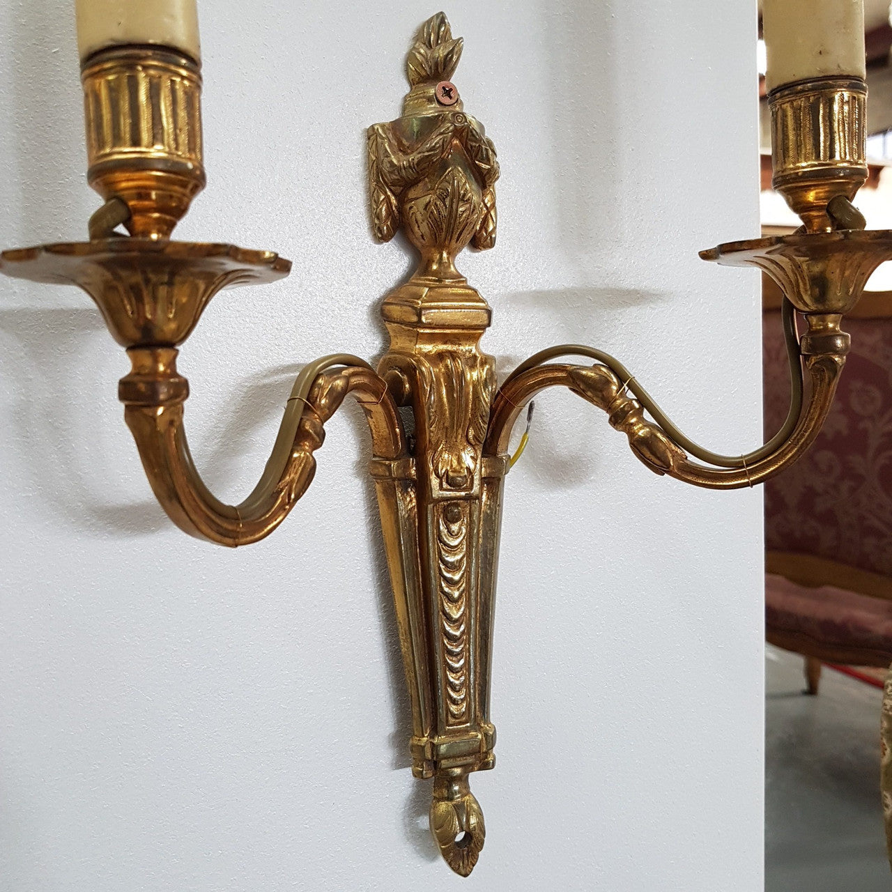A Pair Of French Empire Style Brass Wall Lights-Sconces | Antique & Vintage | Moonee Ponds Antiques | Australia Wide Delivery