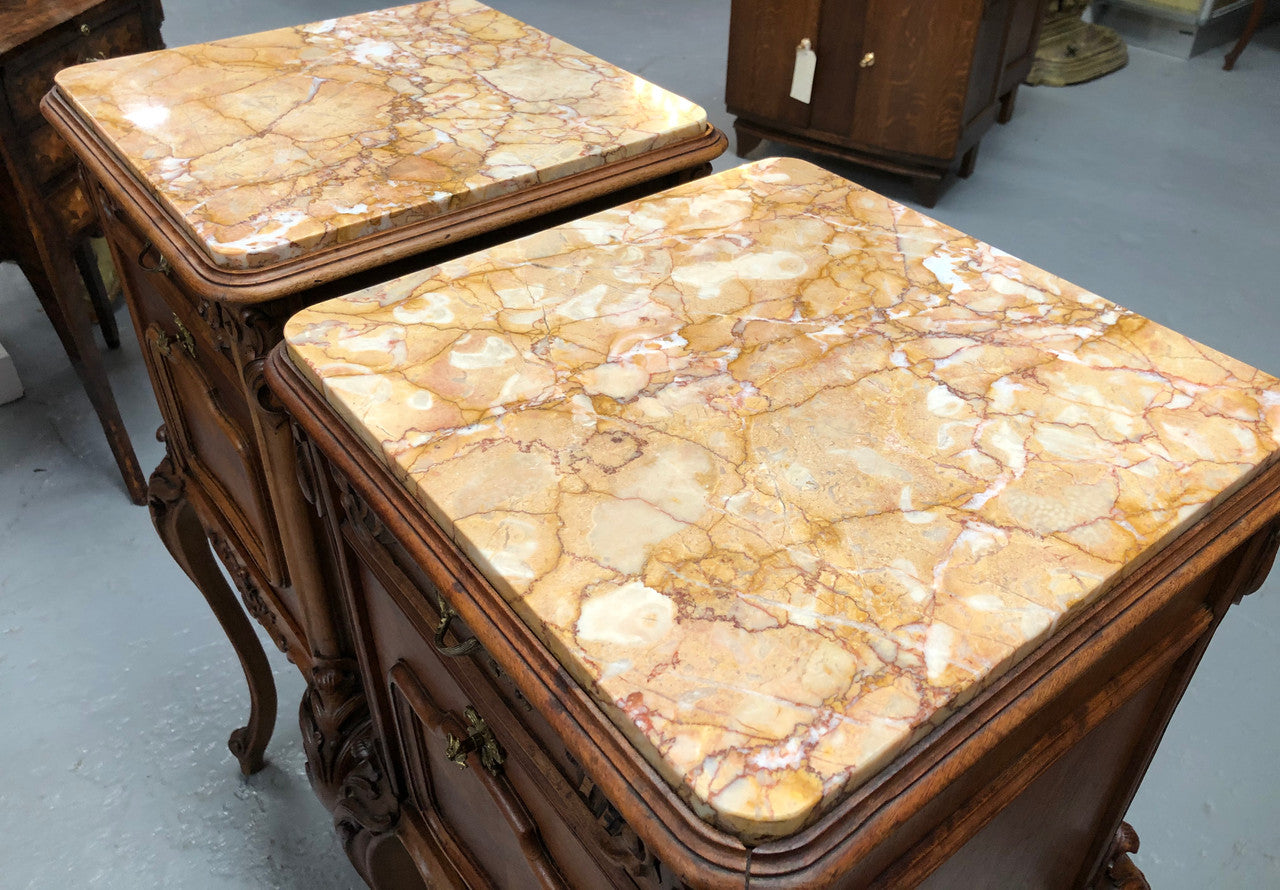 Beautiful Pair Of French Carved Bedside Cabinets | Antique & Vintage | Moonee Ponds Antiques | Australia Wide Delivery