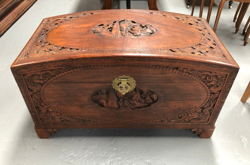 Antique Chinese Carved Camphor Wood Chest