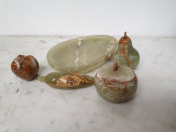 Unusual Alabaster Set Of 4 Fruit On Plate | Antique & Vintage | Moonee Ponds Antiques | Australia Wide Delivery