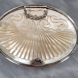 Stunning Oval Georgian Silver & Carved Mother of Peral Snuff Box