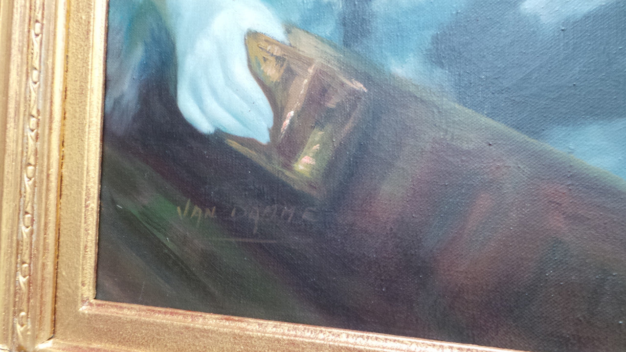 Beautifully Gilt Framed Antique Oil On Canvas By Van Damme