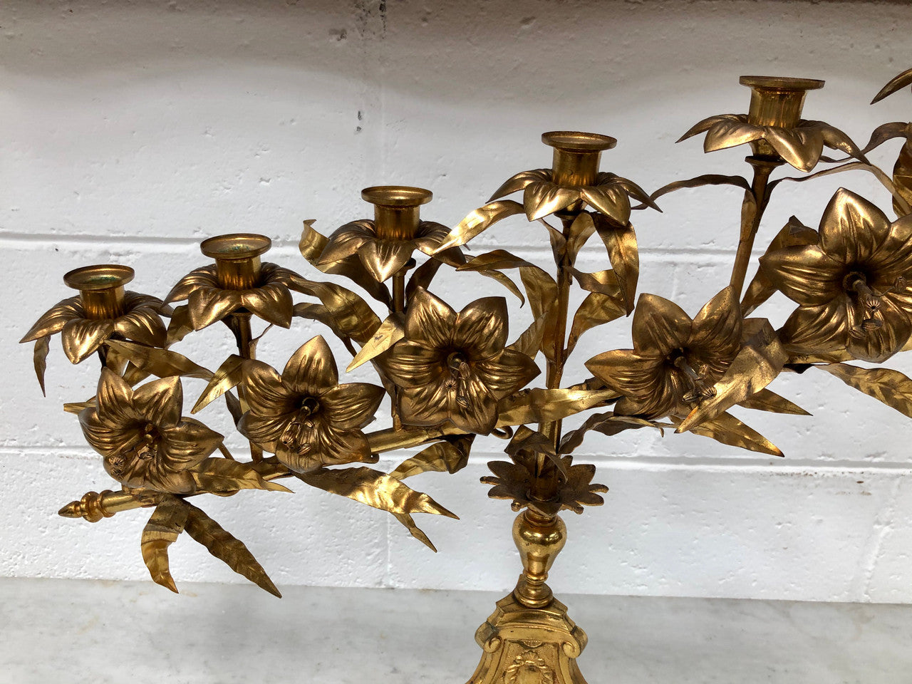 Fabulous & Highly Decorative Set Of Three French Brass Candelabras | Antique & Vintage | Moonee Ponds Antiques | Australia Wide Delivery