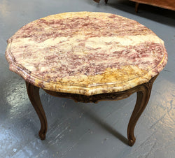 Louis XV th Style Walnut Marble Top Round Coffee Table | Antique & Vintage | Moonee Ponds Antiques | Australia Wide Delivery