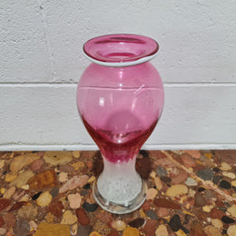 Large Vintage "Murano" pink and white vase. In good condition with no chips or cracks.
