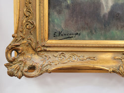 French Antique Oil On Canvas "Garden Scene" In Decorative Gilt Frame | Antique & Vintage | Moonee Ponds Antiques | Australia Wide Delivery