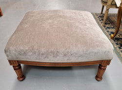 French Louis 16th Style Large Walnut Footstool With Light Upholstery | Antique & Vintage | Moonee Ponds Antiques | Australia Wide Delivery