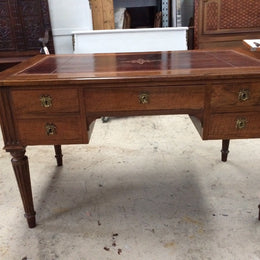 Antique French Walnut Desk With Leather Top