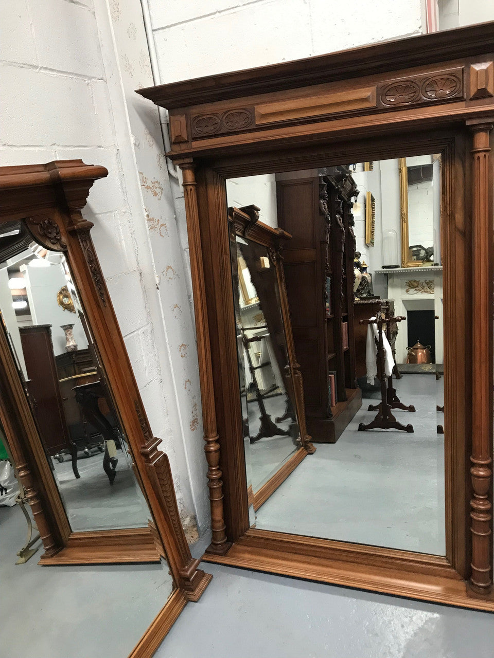 Beautiful Large French Walnut Mantle Mirror | Antique & Vintage | Moonee Ponds Antiques | Australia Wide Delivery