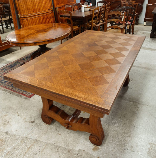 French Spanish Style Parquetry Top Extension Table