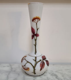 Antique Floral Hand Painted Milk Glass Vase | Antique & Vintage | Moonee Ponds Antiques | Australia Wide Delivery