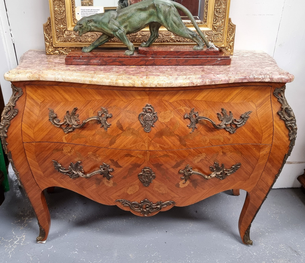 Attractive French Louis XV Style Walnut Two Drawer Marquetry Inlaid Commode | Antique & Vintage | Moonee Ponds Antiques | Australia Wide Delivery