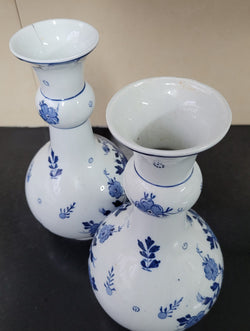 Pair of Victorian Delft Blue Hand Painted Vases | Antique & Vintage | Moonee Ponds Antiques | Australia Wide Delivery