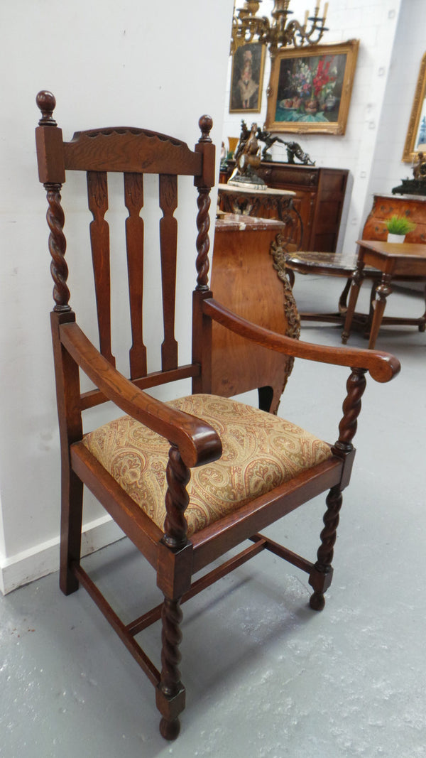 Pair of Oak Jacobean Carver Chairs