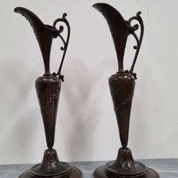 A stunning pair of French Art Nouveau bronze candlesticks. They are of fine quality and in very good condition.