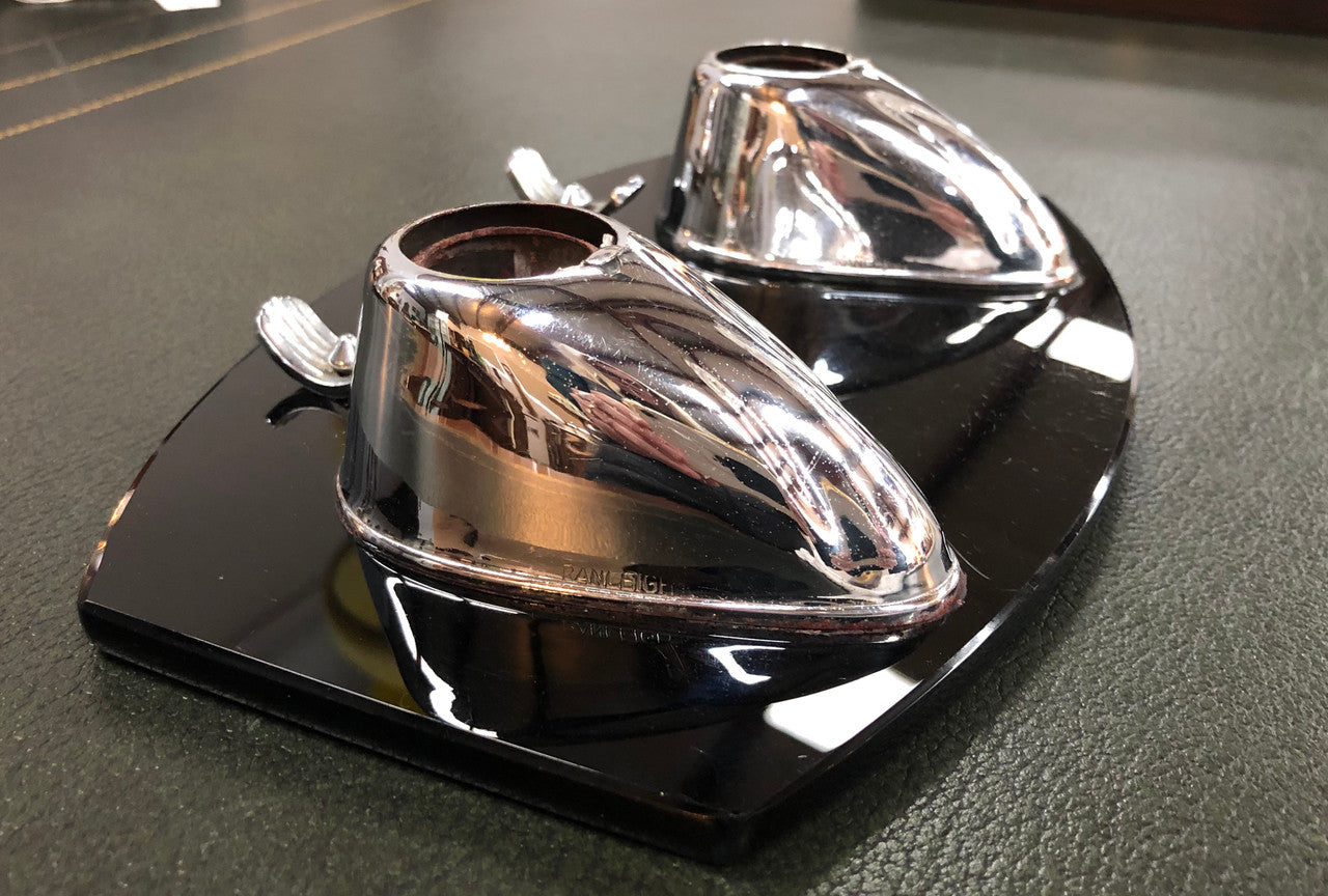 Art Deco Black Glass & Chrome Dual Ink Well | Antique & Vintage | Moonee Ponds Antiques | Australia Wide Delivery
